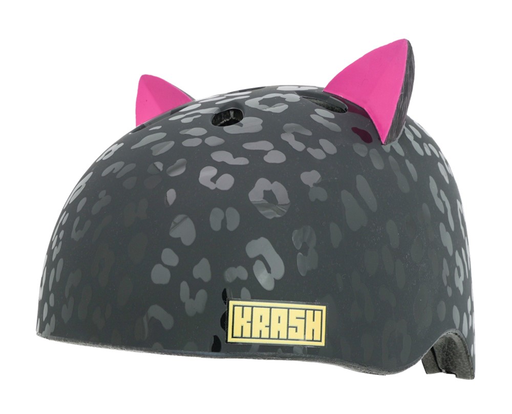 Kask dziecięcy juniorski RASKULLZ LEOPARD KITTY BLACK roz. M YOUTH FS 8+ (54-58 cm) (NEW 2025)