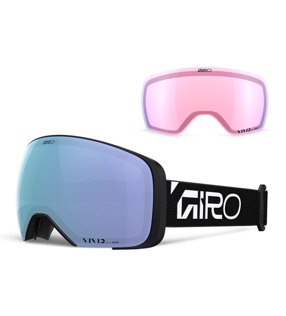 Gogle zimowe GIRO COMP BLACK WORDMARK (Sferyczne) (Szyba lustrzana kolorowa VIVID-Carl Zeiss ROYAL 19-43% S2 + Szyba lustrzana kolorowa VIVID-Carl Zeiss INFRARED 44-80% S1) (NEW 2026/2027)