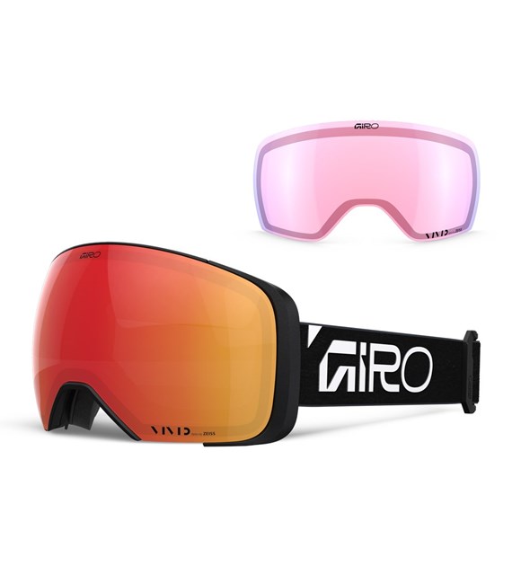 Gogle zimowe GIRO COMP BLACK WORDMARK (Sferyczne) (Szyba lustrzana kolorowa VIVID-Carl Zeiss EMBER 19-43% S2 + Szyba lustrzana kolorowa VIVID-Carl Zeiss INFRARED 44-80% S1) (NEW 2026/2027)