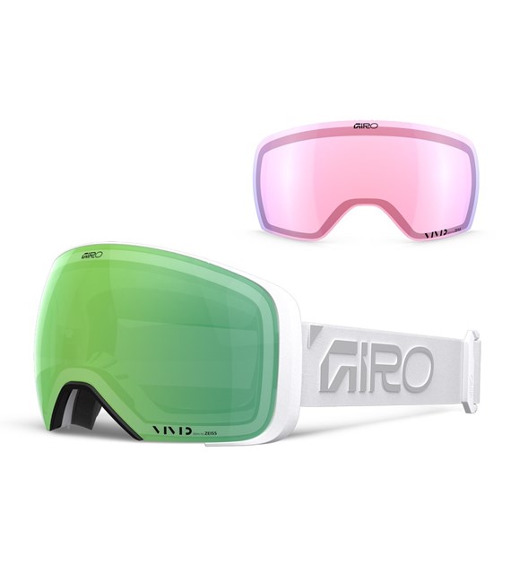 Gogle zimowe GIRO COMP WHITE WORDMARK (Sferyczne) (Szyba lustrzana kolorowa VIVID-Carl Zeiss EMERALD 19-43% S2 + Szyba lustrzana kolorowa VIVID-Carl Zeiss INFRARED 44-80% S1) (NEW 2026/2027)