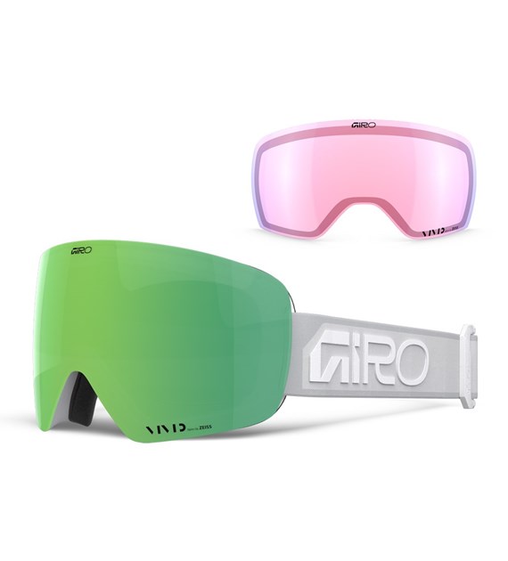 Gogle zimowe GIRO CONTOUR WHITE WORDMARK (Szyba lustrzana kolorowa VIVID-Carl Zeiss EMERALD 19-43% S2 + Szyba lustrzana kolorowa VIVID-Carl Zeiss INFRARED 44-80% S1) (NEW 2026/2027)