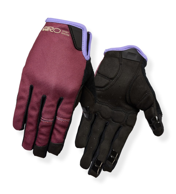 Rękawiczki damskie GIRO LA DND GEL długi palec dark maroon roz. S (obwód dłoni 155-169 mm / dł. dłoni 160-169 mm) (NEW 2026)