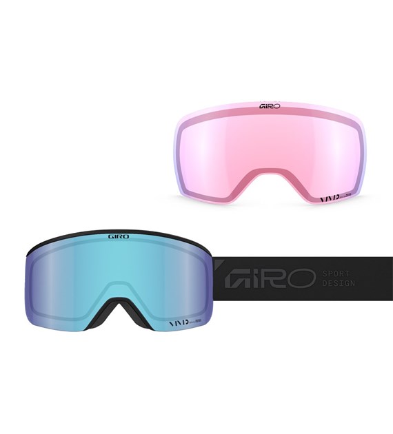 Gogle zimowe GIRO AXIS BLACK STACKED (OTG) (Cylindryczne) (Szyba lustrzana kolorowa VIVID-Carl Zeiss ROYAL 19-43% S2 + Szyba lustrzana kolorowa VIVID-Carl Zeiss INFRARED 44-80% S1) (NEW 2026/2027)