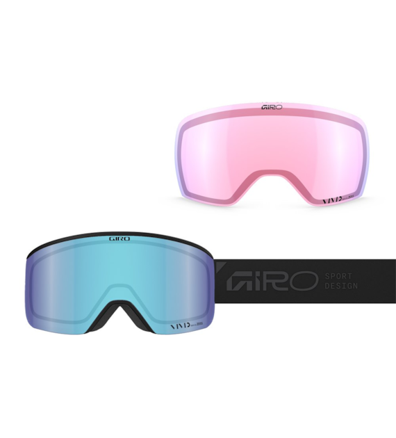 Gogle zimowe GIRO AXIS BLACK STACKED (OTG) (Cylindryczne) (Szyba lustrzana kolorowa VIVID-Carl Zeiss ROYAL 19-43% S2 + Szyba lustrzana kolorowa VIVID-Carl Zeiss INFRARED 44-80% S1) (NEW 2026/2027)