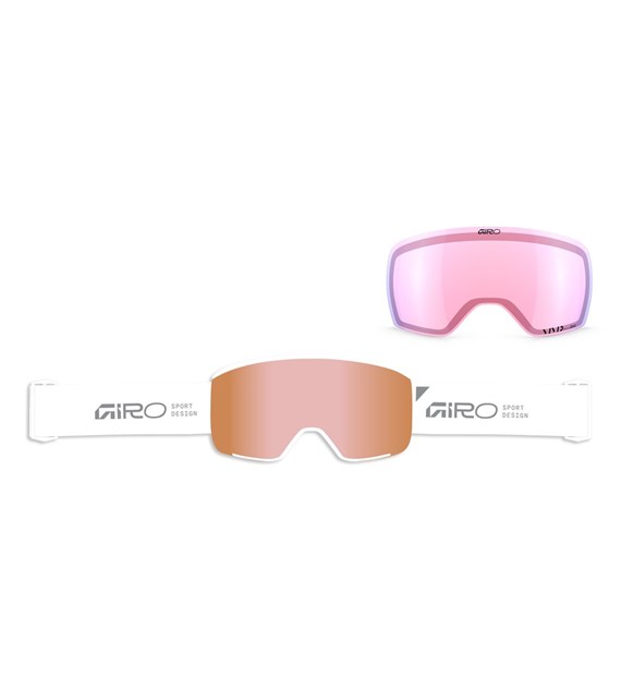 Gogle zimowe GIRO AXIS WHITE/SILVER STACKED (OTG) (Cylindryczne) (Szyba lustrzana kolorowa VIVID-Carl Zeiss ROSE GOLD 19-43% S2 + Szyba lustrzana kolorowa VIVID-Carl Zeiss INFRARED 44-80% S1) (NEW 2026/2027)