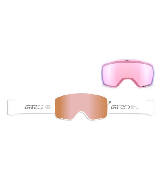 Gogle zimowe GIRO AXIS WHITE/SILVER STACKED (OTG) (Cylindryczne) (Szyba lustrzana kolorowa VIVID-Carl Zeiss ROSE GOLD 19-43% S2 + Szyba lustrzana kolorowa VIVID-Carl Zeiss INFRARED 44-80% S1) (NEW 2026/2027)