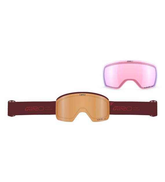 Gogle zimowe GIRO AXIS DARK MAROON STACKED (OTG) (Cylindryczne) (Szyba lustrzana kolorowa VIVID-Carl Zeiss COOPER 19-43% S2 + Szyba lustrzana kolorowa VIVID-Carl Zeiss INFRARED 44-80% S1) (NEW 2026/2027)