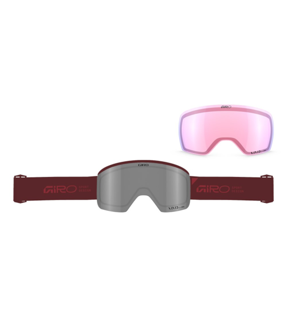 Gogle zimowe GIRO AXIS DARK MAROON STACKED (OTG) (Cylindryczne) (Szyba lustrzana kolorowa VIVID-Carl Zeiss ONYX 9-18% S3 + Szyba lustrzana kolorowa VIVID-Carl Zeiss INFRARED 44-80% S1) (NEW 2026/2027)