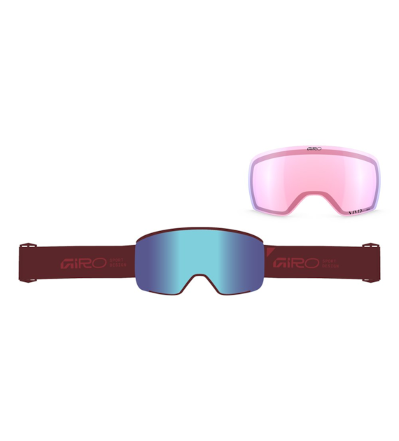 Gogle zimowe GIRO AXIS DARK MAROON STACKED (OTG) (Cylindryczne) (Szyba lustrzana kolorowa VIVID-Carl Zeiss ROYAL 19-43% S2 + Szyba lustrzana kolorowa VIVID-Carl Zeiss INFRARED 44-80% S1) (NEW 2026/2027)