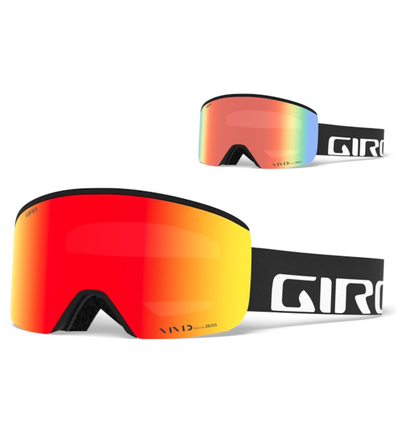 Gogle zimowe GIRO AXIS BLACK WORDMARK (OTG) (Cylindryczne) (Szyba lustrzana kolorowa VIVID-Carl Zeiss VIVID EMBER 19-42% S2 + Szyba lustrzana kolorowa VIVID-Carl Zeiss INFRARED 58% S1) (NEW 2023/2024)