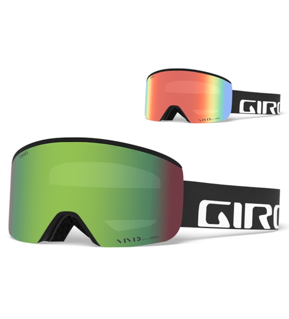 Gogle zimowe GIRO AXIS BLACK WORDMARK (OTG) (Cylindryczne) (Szyba lustrzana kolorowa VIVID-Carl Zeiss VIVID EMERALD 19-42% S2 + Szyba lustrzana kolorowa VIVID-Carl Zeiss INFRARED 58% S1) (NEW 2023/2024)
