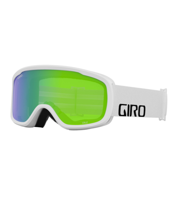 Gogle zimowe GIRO CRUZ WHITE WORDMARK (OTG) (Cylindryczne) (Szyba lustrzana kolorowa LODEN GREEN 26% S2) (NEW 2023/2024)