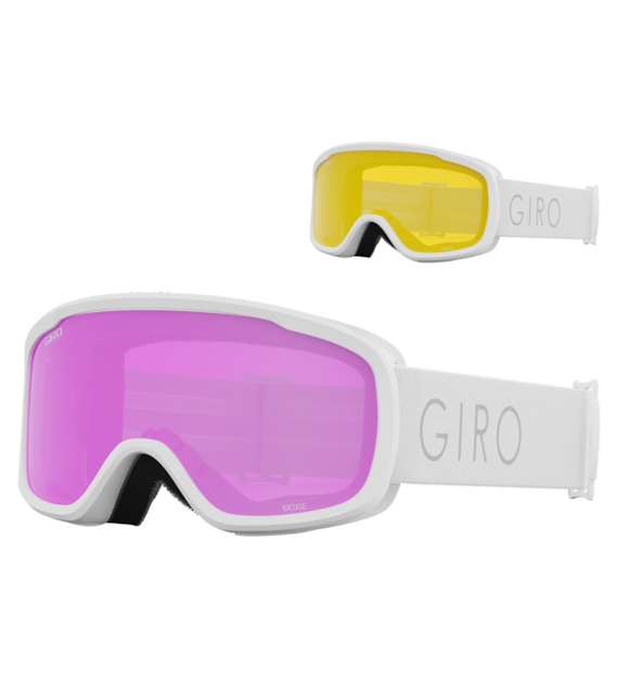Gogle zimowe GIRO MOXIE WHITE CORE LIGHT (Cylindryczne) (szyba AMBER PINK 19-42% S2 + YELLOW 77% S1) (NEW 2023/2024).