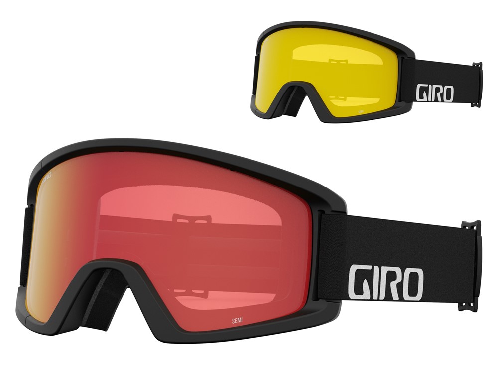Gogle zimowe GIRO SEMI BLACK WORDMARK (Szyba lustrzana kolorowa AMBER SCARLET 19-42% S2 + Szyba kolorowa YELLOW 84% S0) (NEW 2023/2024)