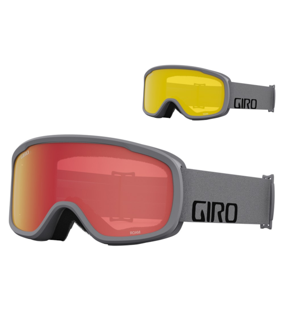 Gogle zimowe GIRO ROAM GREY WORDMARK (OTG) (Cylindryczne) (szyba AMBER SCARLET 19-42% S2 + YELLOW 77% S1) (NEW 2023/2024)