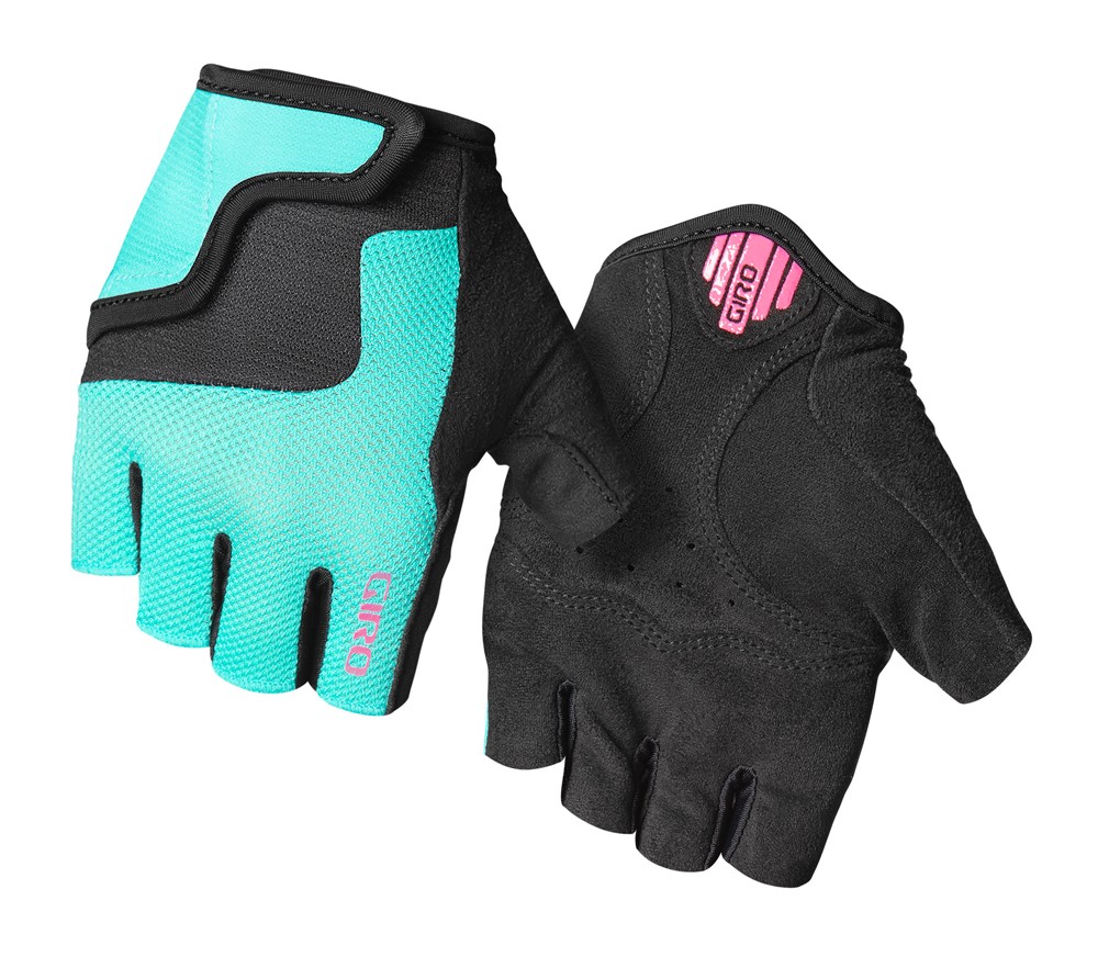 Rękawiczki juniorskie GIRO BRAVO JR krótki palec screaming teal neon pink roz. M (obwód dłoni 152-162 mm / dł. dłoni 160-165 mm) (NEW)