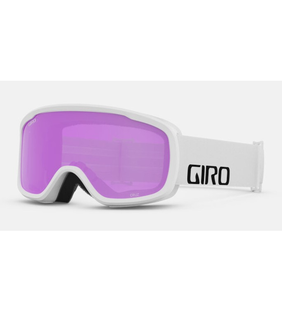 Gogle zimowe GIRO CRUZ WHITE WORDMARK (OTG) (Cylindryczne) (Szyba lustrzana kolorowa AMBER PINK 19-42% S2) (NEW 2024/2025)