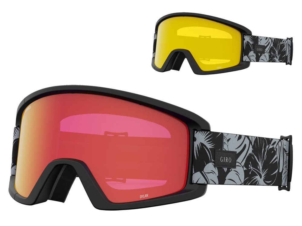 Gogle zimowe GIRO DYLAN BLACK & GREY BOTANICAL LX (Szyba lustrzana kolorowa AMBER SCARLET 19-42% S2 + Szyba kolorowa YELLOW 84% S0) (NEW 2023/2024)