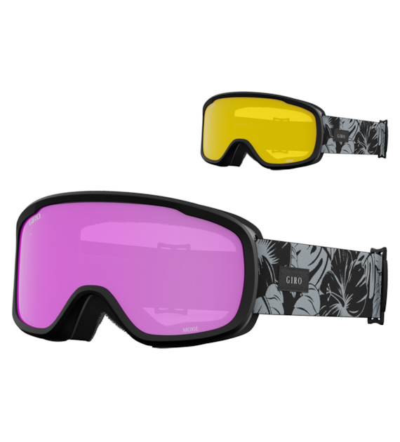 Gogle zimowe GIRO MOXIE BLACK & GREY BOTANICAL XL (Cylindryczne) (szyba AMBER PINK 19-42% S2 + YELLOW 77% S1) (NEW 2023/2024).