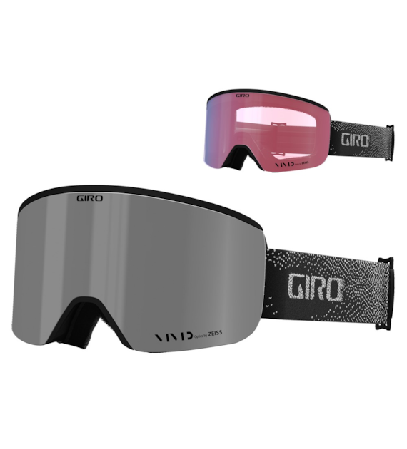 Gogle zimowe GIRO AXIS BLACK & WHITE BIT TONE (OTG) (Cylindryczne) (Szyba lustrzana kolorowa VIVID-Carl Zeiss VIVID ONYX 08-18% VLT S3 + Szyba lustrzana kolorowa VIVID-Carl Zeiss INFRARED 58% S1) (NEW 2023/2024)