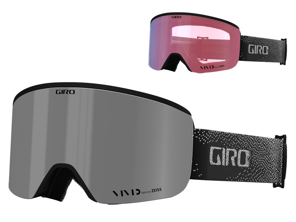 Gogle zimowe GIRO AXIS BLACK & WHITE BIT TONE (Szyba lustrzana kolorowa VIVID-Carl Zeiss VIVID ONYX 08-18% VLT S3 + Szyba lustrzana kolorowa VIVID-Carl Zeiss INFRARED 58% S1) (NEW 2023/2024)