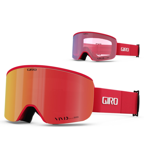 Gogle zimowe GIRO AXIS RED BLACK THIRDS (OTG) (Cylindryczne) (Szyba lustrzana kolorowa VIVID-Carl Zeiss VIVID EMBER 19-42% S2 + Szyba lustrzana kolorowa VIVID-Carl Zeiss INFRARED 58% S1) (NEW 2024/2025)