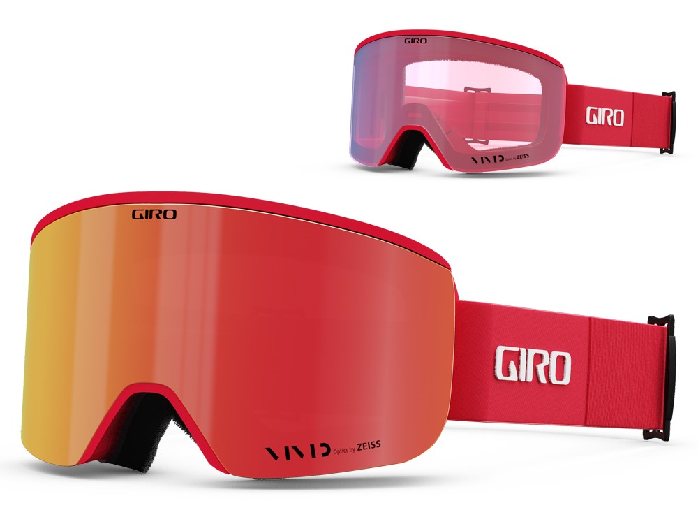 Gogle zimowe GIRO AXIS RED BLACK THIRDS (Szyba lustrzana kolorowa VIVID-Carl Zeiss VIVID EMBER 00% S3 + Szyba lustrzana kolorowa VIVID-Carl Zeiss INFRARED 58% S1) (NEW 2024/2025)