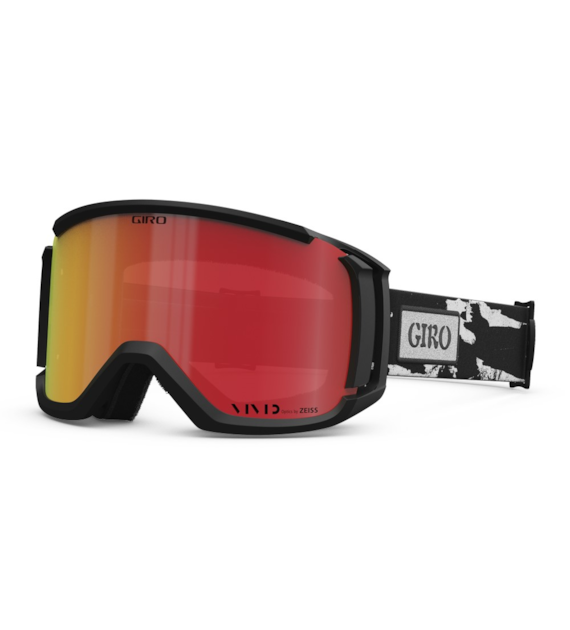 Gogle zimowe GIRO REVOLT BLACK & WHITE STAINED (OTG) (Cylindryczne) (Szyba lustrzana kolorowa VIVID-Carl Zeiss VIVID  EMBER 19-42% S2) (NEW 2023/2024)