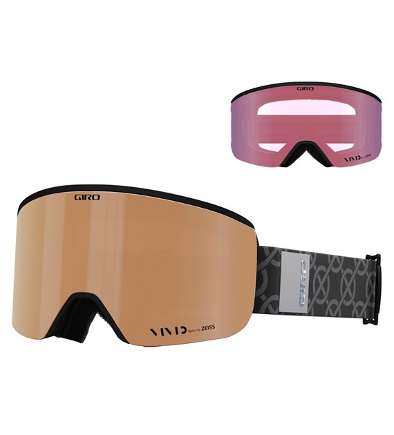 Gogle zimowe GIRO ELLA BLACK MONOGRAM (Cylindryczne) (szyba VIVID COPPER 19-42% S2 + VIVID INFRARED 62% S1) (NEW 2024/2025).