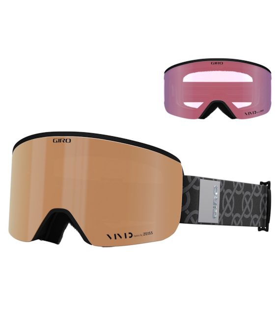 Gogle zimowe GIRO ELLA BLACK MONOGRAM (Cylindryczne) (szyba VIVID COPPER 19-42% S2 + VIVID INFRARED 62% S1) (NEW 2024/2025).
