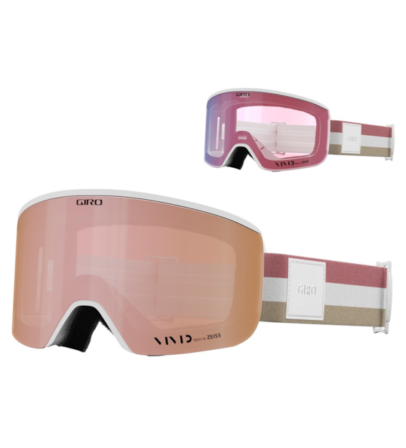 Gogle zimowe GIRO ELLA WHITE LX STRIPE (Cylindryczne) (szyba VIVID ROSE GOLD 19-42% S2 + VIVID INFRARED 62% S1) (NEW 2024/2025).