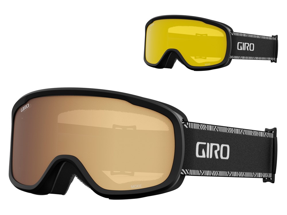 Gogle zimowe GIRO MOXIE BLACK WHITE CHUTE (szyba AMBER GOLD 32% S2 + YELLOW 77% S1) (NEW 2025)