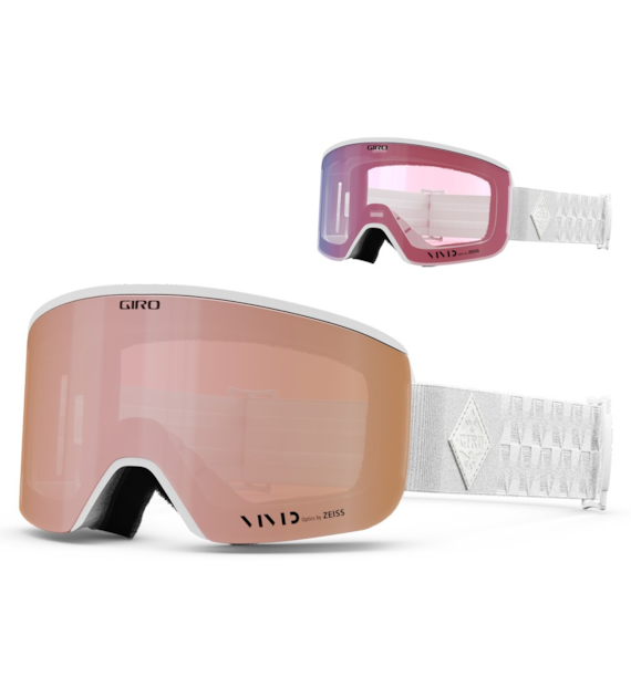 Gogle zimowe GIRO ELLA WHITE BLISS (Cylindryczne) (szyba VIVID ROSE GOLD 19-42% S2 + VIVID INFRARED 62% S1) (NEW 2024/2025).