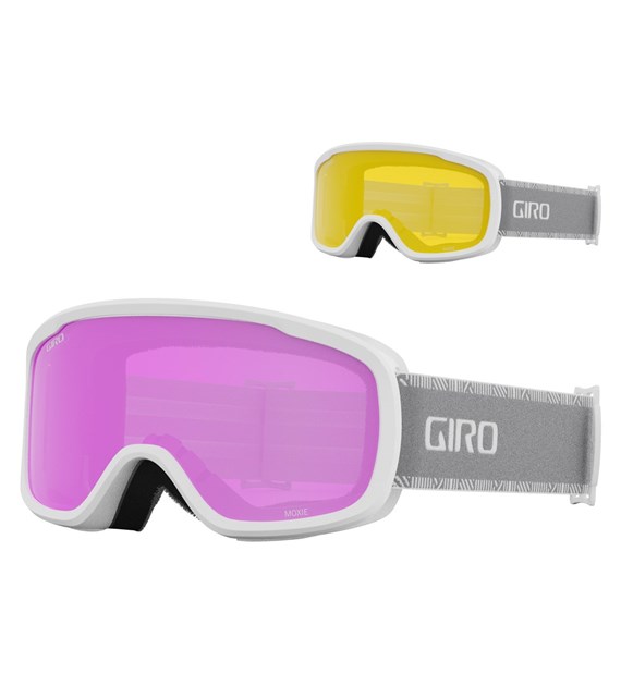 Gogle zimowe GIRO MOXIE WHITE GREY CHUTE (szyba AMBER PINK 41% S2 + YELLOW 77% S1) (NEW 2025)