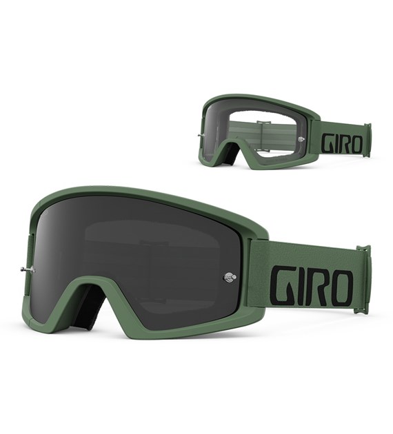 Gogle GIRO TAZZ MTB hedge green (Szyba kolorowa SMOKE S2 + Szyba przeźroczysta 99% S0) mocowanie pod zrywki (NEW)