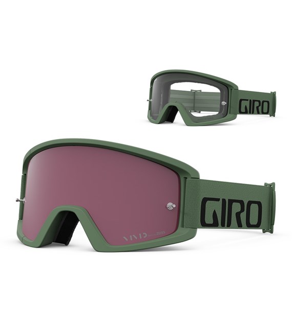 Gogle GIRO TAZZ MTB hedge green (Szyba kolorowa VIVID-Carl Zeiss TRAIL S2 + Szyba Przeźroczysta 99% S0) mocowanie pod zrywki (NEW)