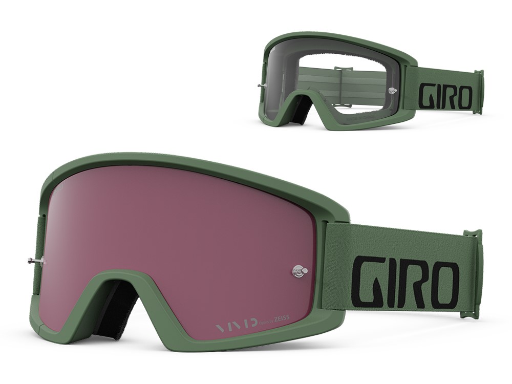 Gogle GIRO TAZZ MTB hedge green (Szyba kolorowa VIVID-Carl Zeiss TRAIL S2 + Szyba Przeźroczysta 99% S0) mocowanie pod zrywki (NEW)