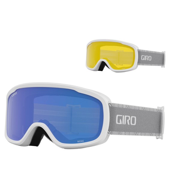 Gogle zimowe GIRO MOXIE WHITE GREY CHUTE (szyba GREY COBALT 00% S2 + YELLOW 77% S1) (NEW 2025)