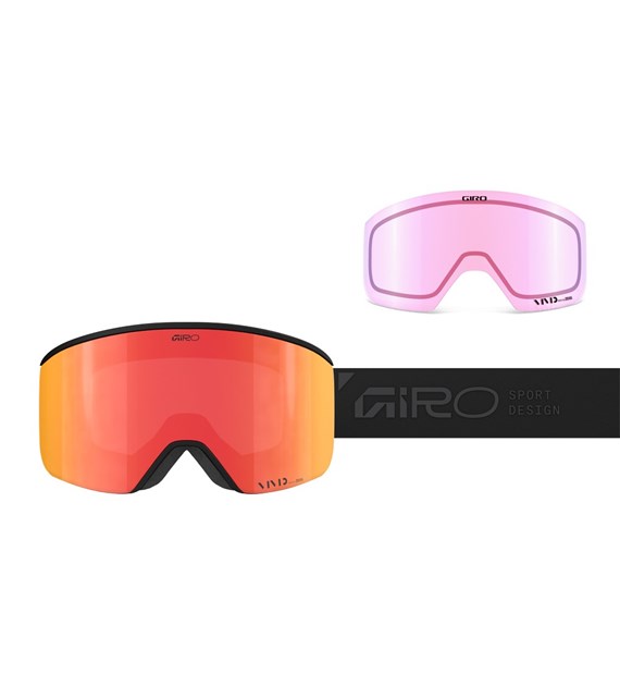 Gogle zimowe GIRO AXIS BLACK STACKED (OTG) (Cylindryczne) (Szyba lustrzana kolorowa VIVID-Carl Zeiss EMBER 19-42% S2 + Szyba lustrzana kolorowa VIVID-Carl Zeiss INFRARED 58% S1) (NEW 2025/2026)