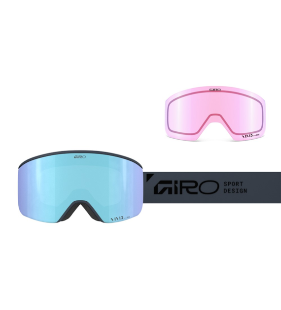 Gogle zimowe GIRO AXIS INDIGO STACKED (OTG) (Cylindryczne) (Szyba lustrzana kolorowa VIVID-Carl Zeiss ROYAL 19-42% S2 + Szyba lustrzana kolorowa VIVID-Carl Zeiss INFRARED 43-79% S1) (NEW 2025/2026)