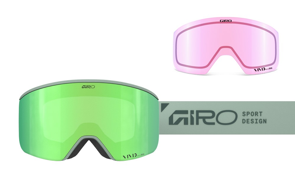 Gogle zimowe GIRO AXIS GLACIER GREEN STACKED (Szyba lustrzana kolorowa VIVID-Carl Zeiss EMERALD 19-42% S2 + Szyba lustrzana kolorowa VIVID-Carl Zeiss INFRARED 58% S1) (NEW 2025/2026)