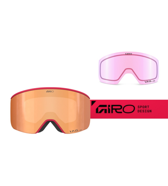 Gogle zimowe GIRO AXIS GLACIER RED STACKED (OTG) (Cylindryczne) (Szyba lustrzana kolorowa VIVID-Carl Zeiss COPPER 19-42% S2 + Szyba lustrzana kolorowa VIVID-Carl Zeiss INFRARED 58% S1) (NEW 2025/2026)