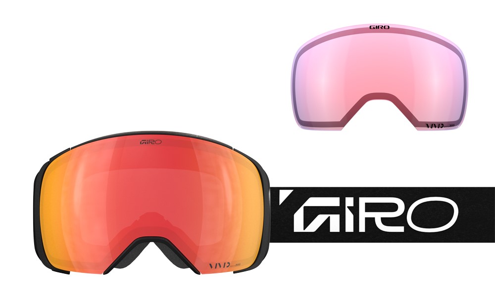 Gogle zimowe GIRO COMP BLACK WORDMARK (Szyba lustrzana kolorowa VIVID-Carl Zeiss EMBER 19-42% S2 + Szyba lustrzana kolorowa VIVID-Carl Zeiss INFRARED 43-79% S1) (NEW 2025/2026)