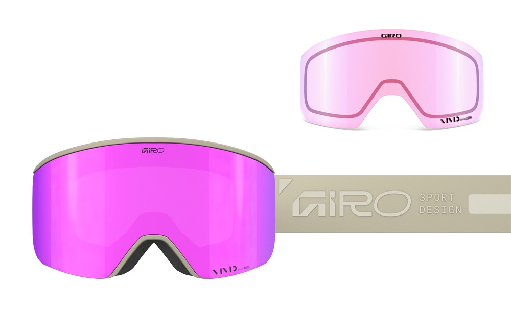 Gogle zimowe damskie GIRO ELLA STONE RAILS (Szyba lustrzana kolorowa VIVID-Carl Zeiss PINK 19-42% S2 + VIVID INFRARED 43-79% S1) (NEW 2025/2026)