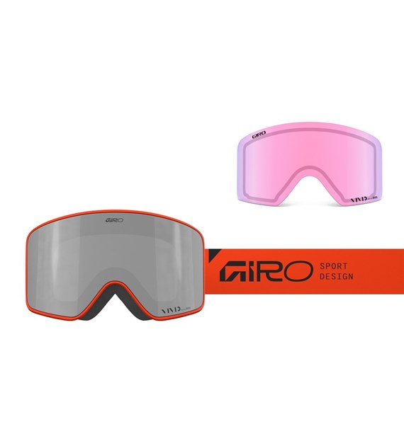Gogle zimowe GIRO METHOD ORANGE STACKED (Cylindryczne) (Szyba lustrzana kolorowa VIVID-Carl Zeiss ONYX 8-18% S3 + Szyba lustrzana kolorowa VIVID-Carl Zeiss INFRARED 43-79% S1) (NEW 2025/2026)