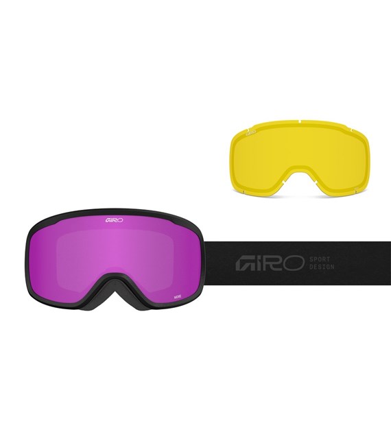 Gogle zimowe damskie GIRO MOXIE BLACK STACKED (Cylindryczne) (szyba AMBER PINK 19-42% S2 + YELLOW 80-99% S0) (NEW 2025/2026).