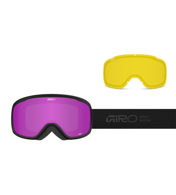 Gogle zimowe GIRO MOXIE BLACK STACKED (Cylindryczne) (szyba AMBER PINK 19-42% S2 + YELLOW 80-99% S0) (NEW 2025/2026).