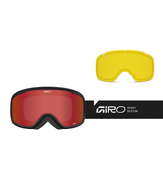 Gogle zimowe GIRO ROAM BLACK STACKED (OTG) (Cylindryczne) (szyba AMBER SCARLET 19-42% S2 + YELLOW 80-99% S0) (NEW 2025/2026)