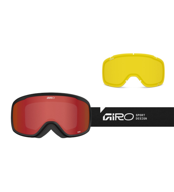 Gogle zimowe GIRO ROAM BLACK STACKED (OTG) (Cylindryczne) (szyba AMBER SCARLET 19-42% S2 + YELLOW 80-99% S0) (NEW 2025/2026)