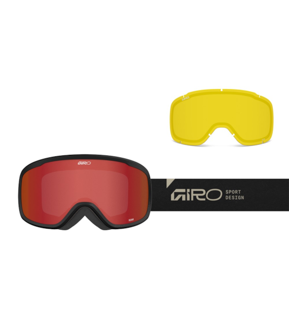Gogle zimowe GIRO ROAM BLACK STONE STACKED (OTG) (Cylindryczne) (szyba AMBER SCARLET 19-42% S2 + YELLOW 80-99% S0) (NEW 2025/2026)